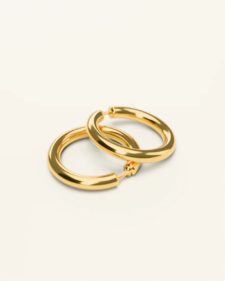 Pair of polished gold tube hoop earrings