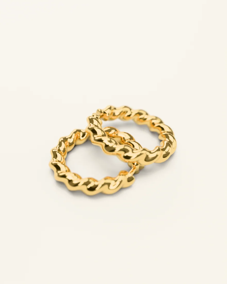 Pair of twisted gold hoop earrings